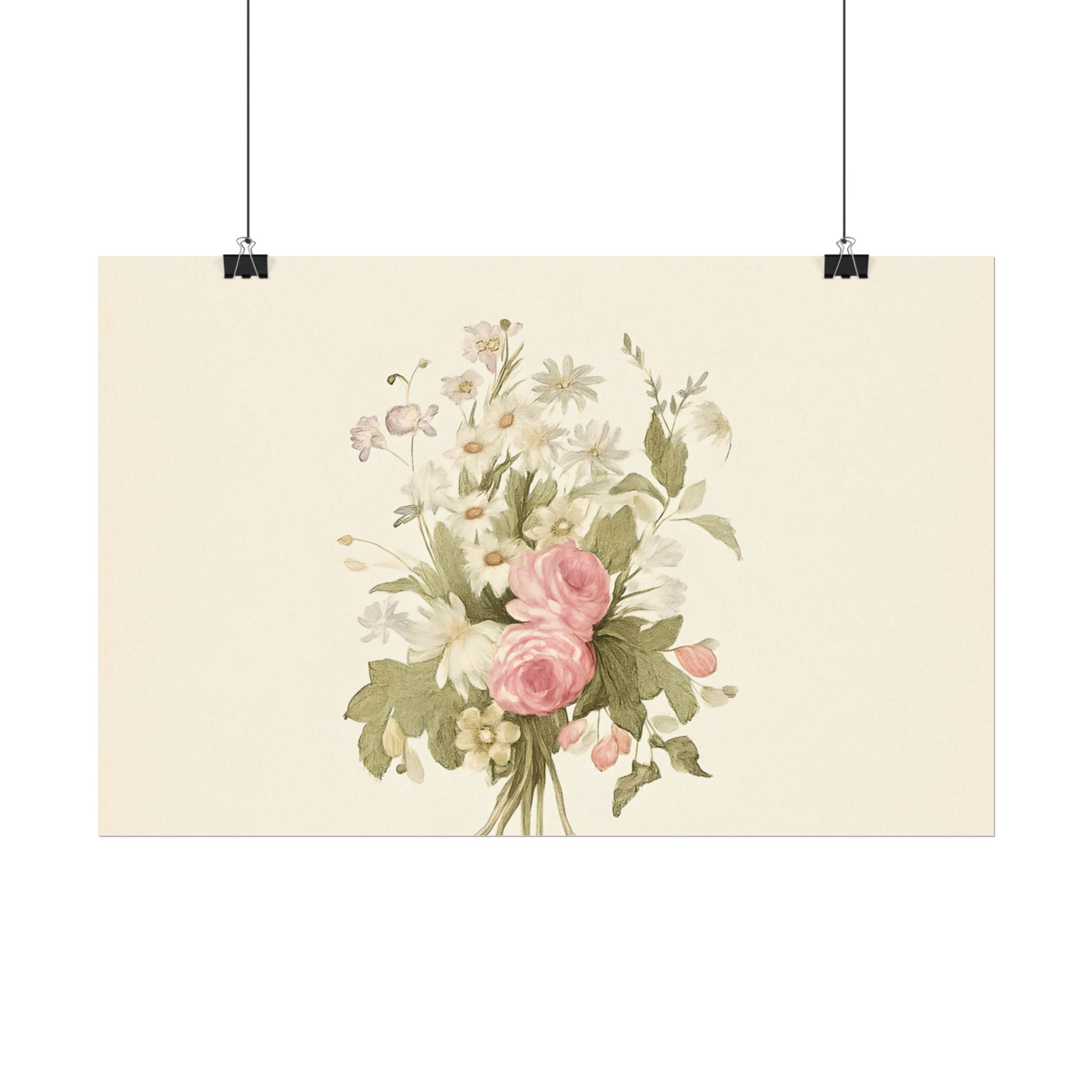 Vintage Roses Textured Watercolor Matte Poster