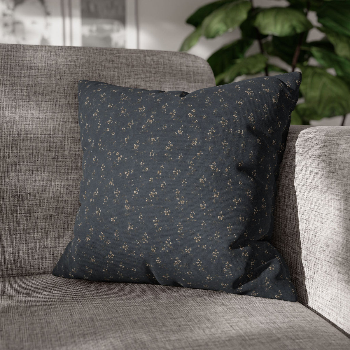Moody Blue Floral Pillowcase | Navy Blue Square Pillowcase