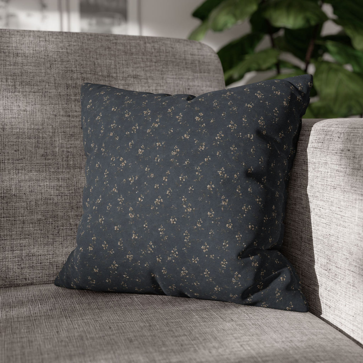 Moody Blue Floral Pillowcase | Navy Blue Square Pillowcase