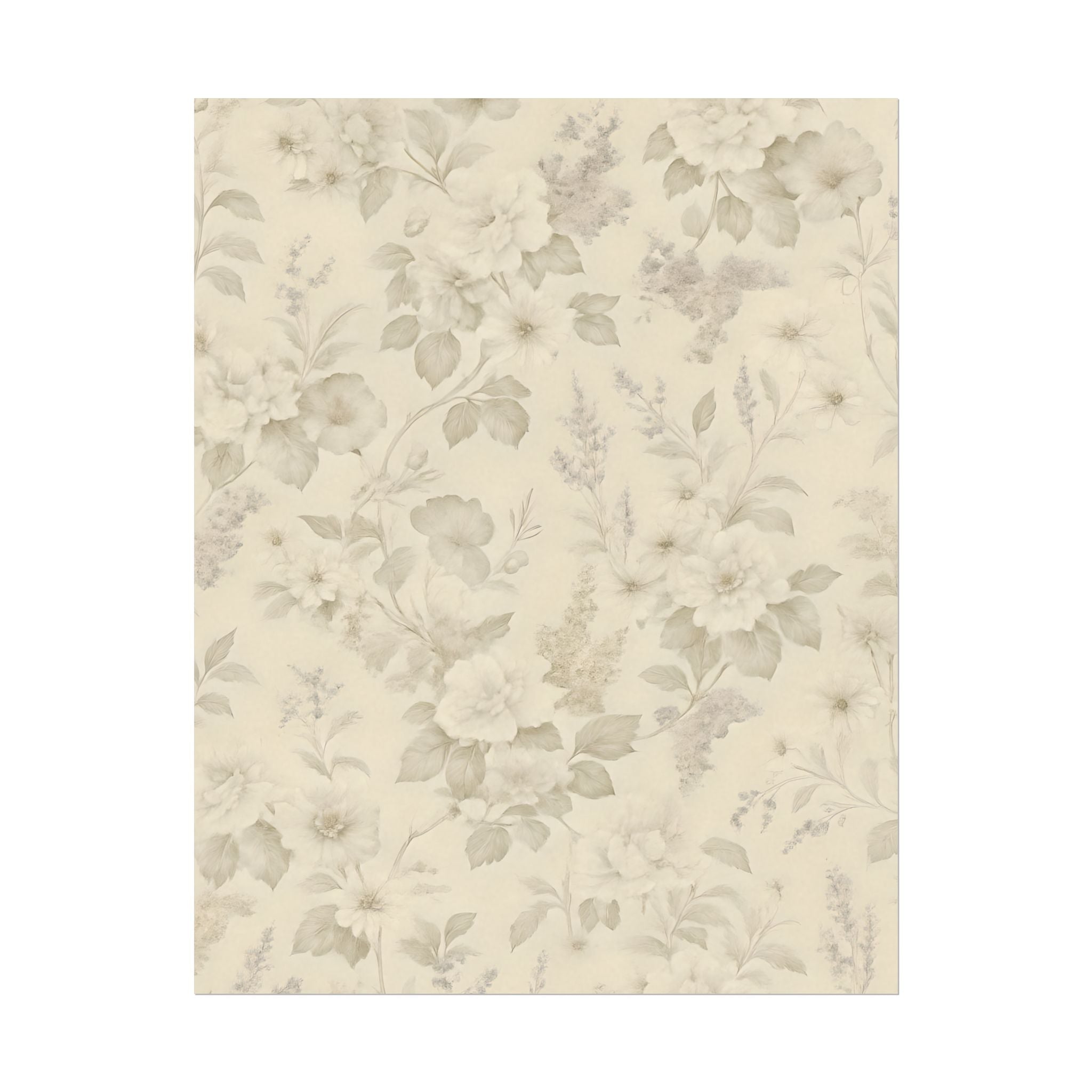 Vintage Floral Print Textured Watercolor Matte Poster