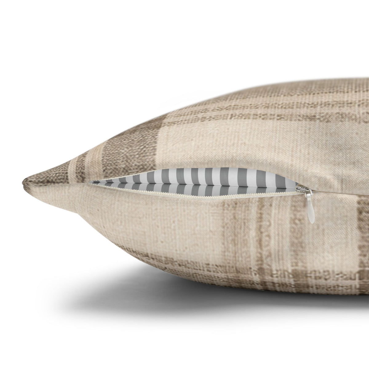 Neutral Plaid Cushion Cover Pillowcase | Square Pillowcase, Beige Brown Plaid
