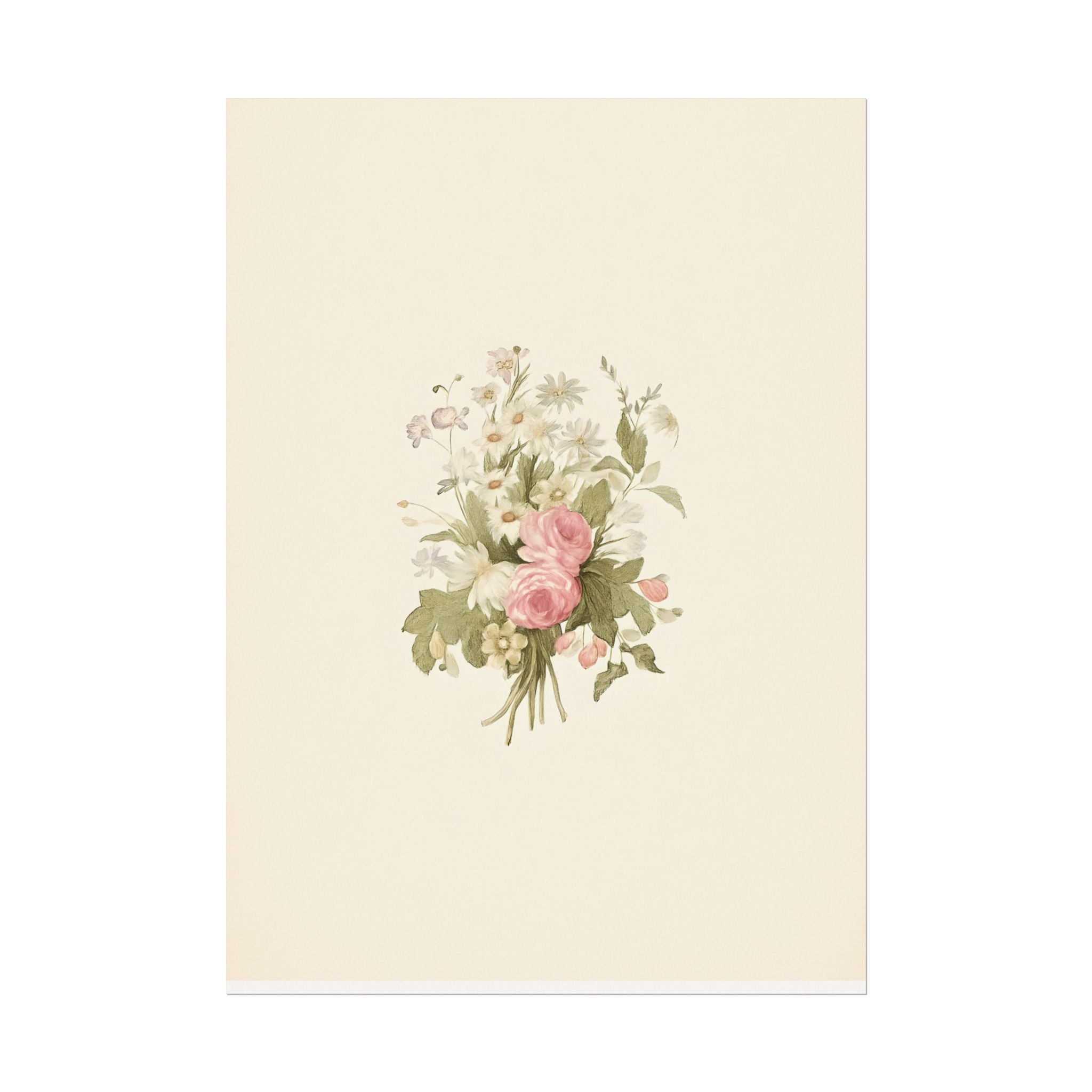 Vintage Roses Textured Watercolor Matte Poster