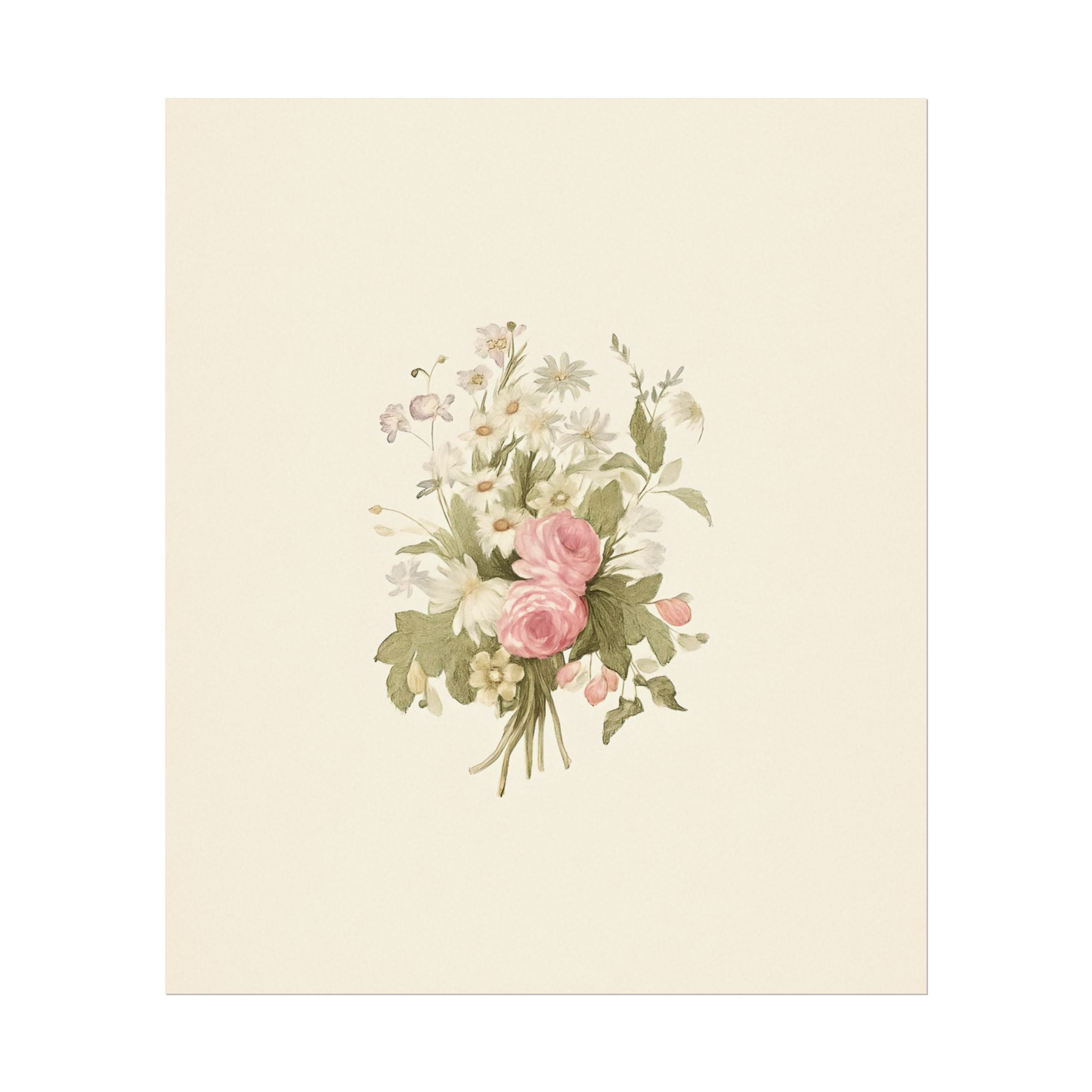 Vintage Roses Textured Watercolor Matte Poster