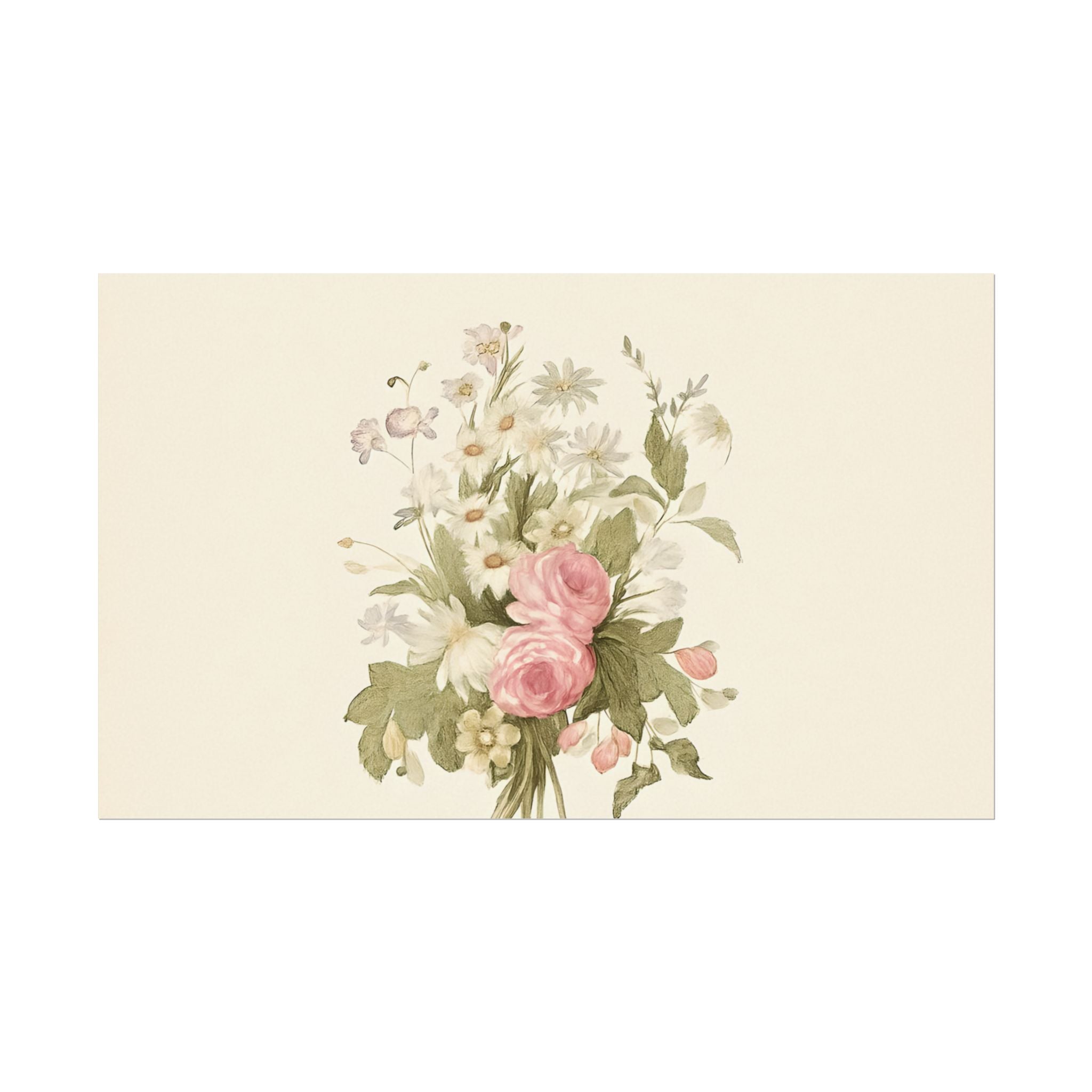 Vintage Roses Textured Watercolor Matte Poster