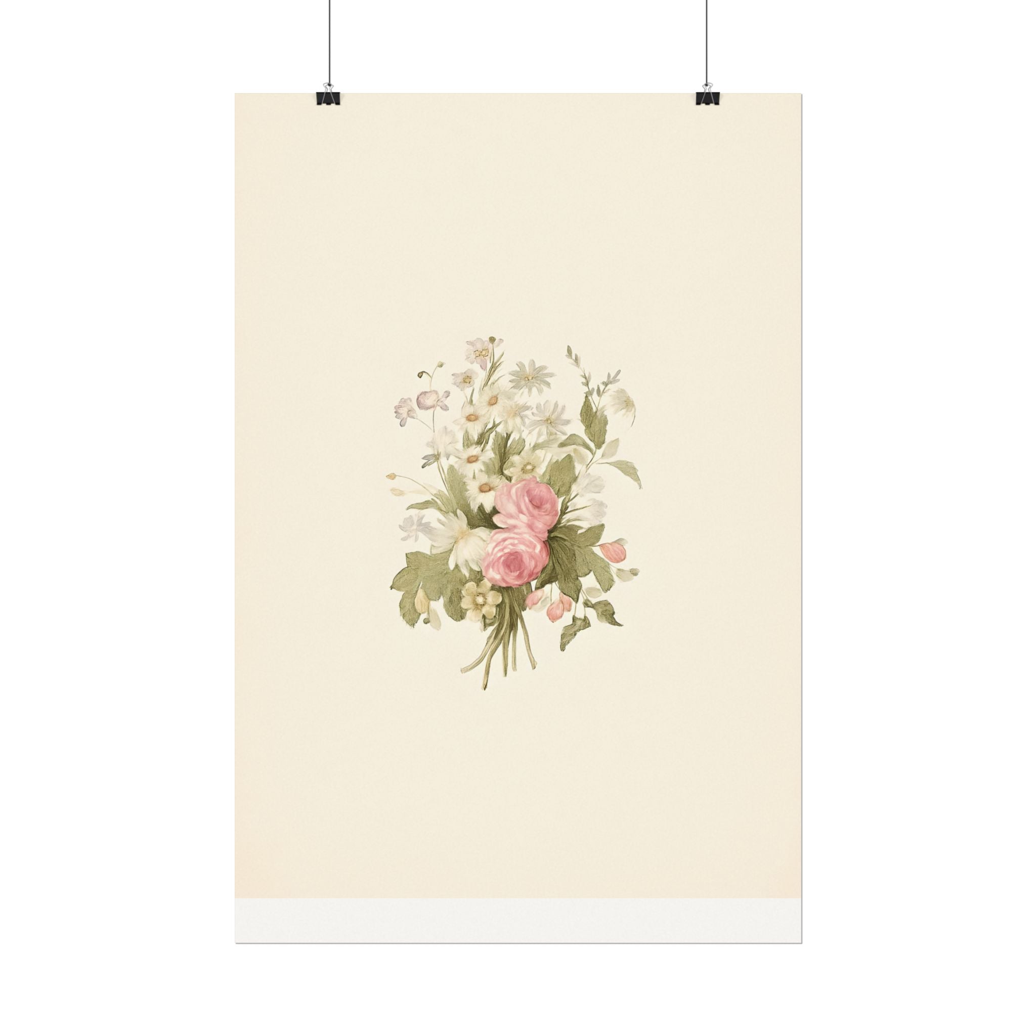 Vintage Roses Textured Watercolor Matte Poster