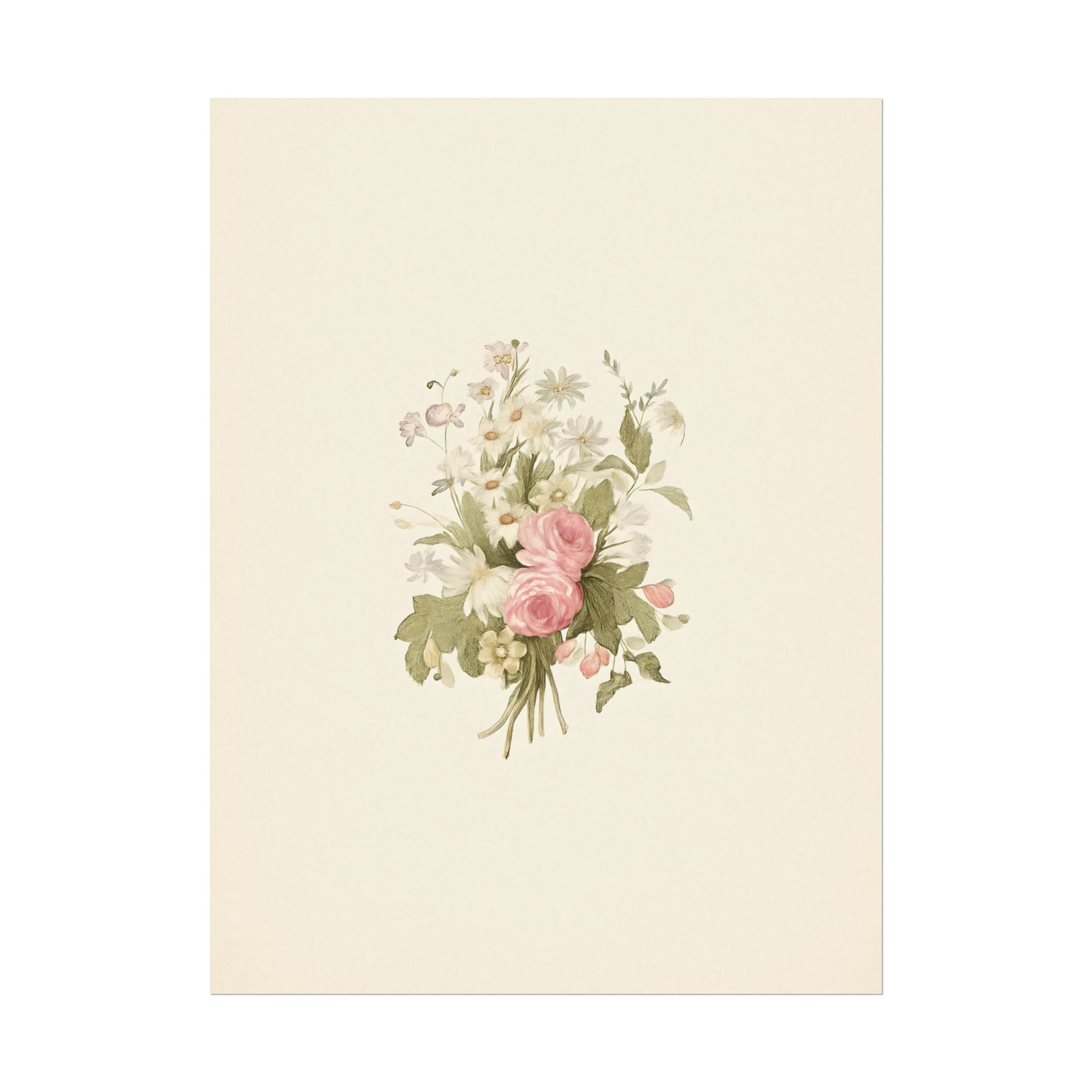 Vintage Roses Textured Watercolor Matte Poster