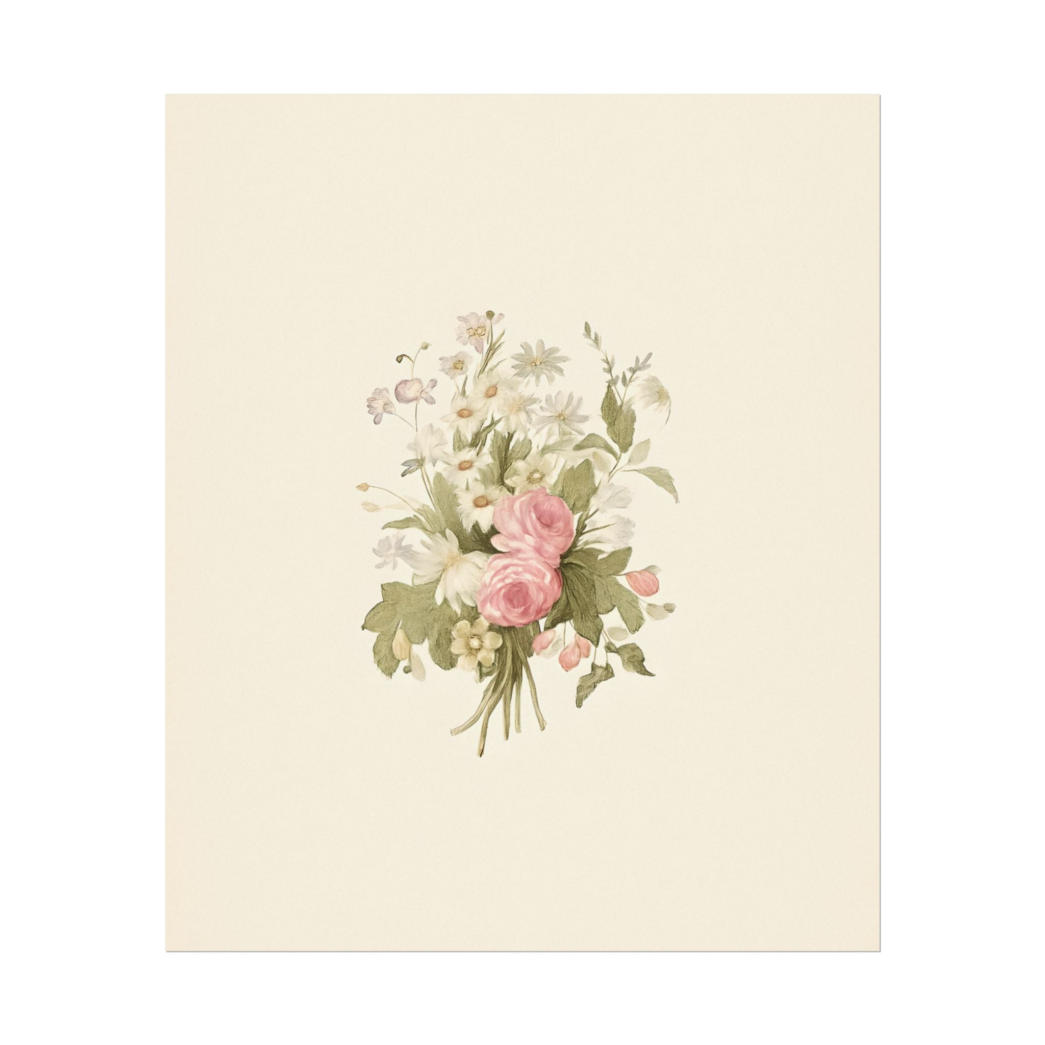 Vintage Roses Textured Watercolor Matte Poster