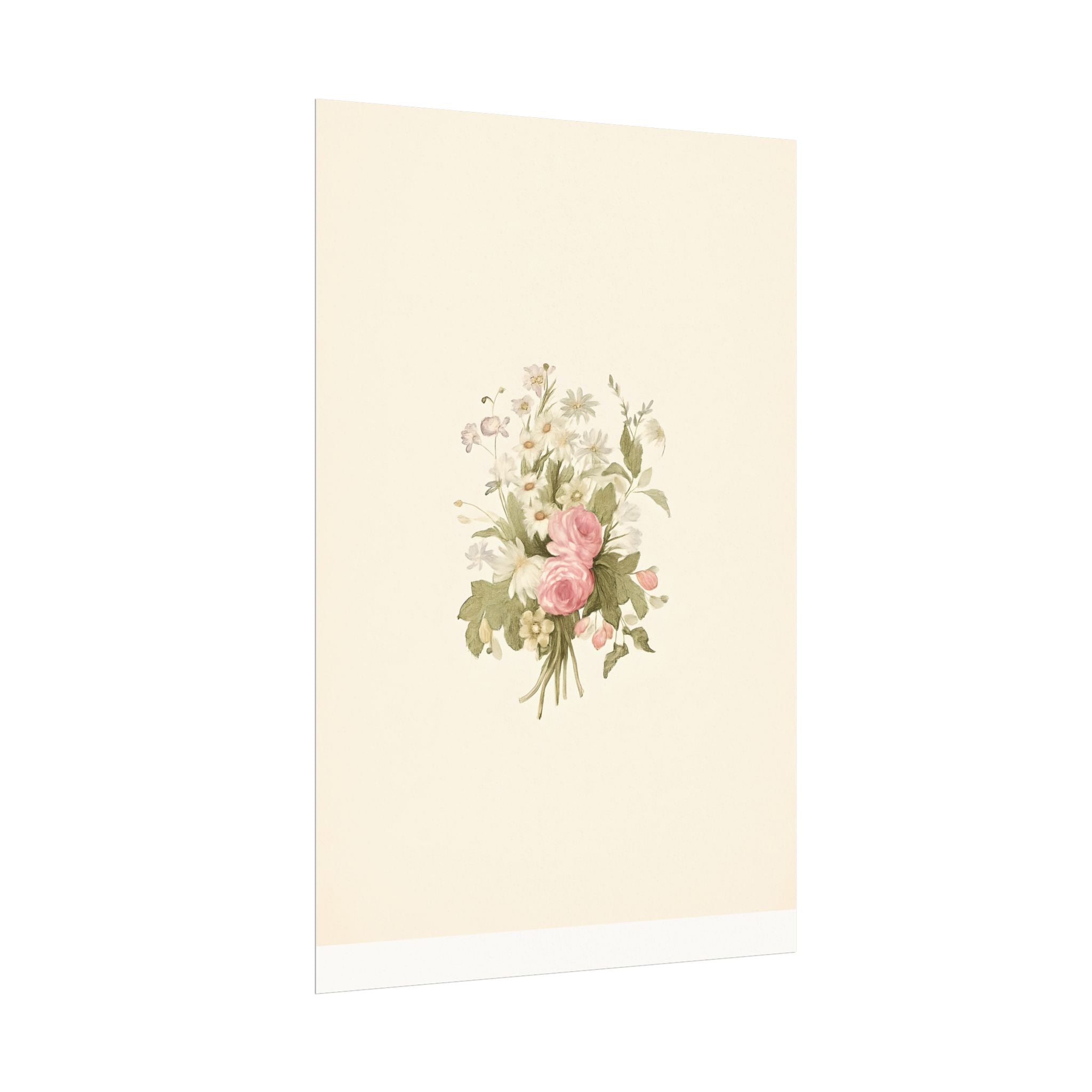 Vintage Roses Textured Watercolor Matte Poster