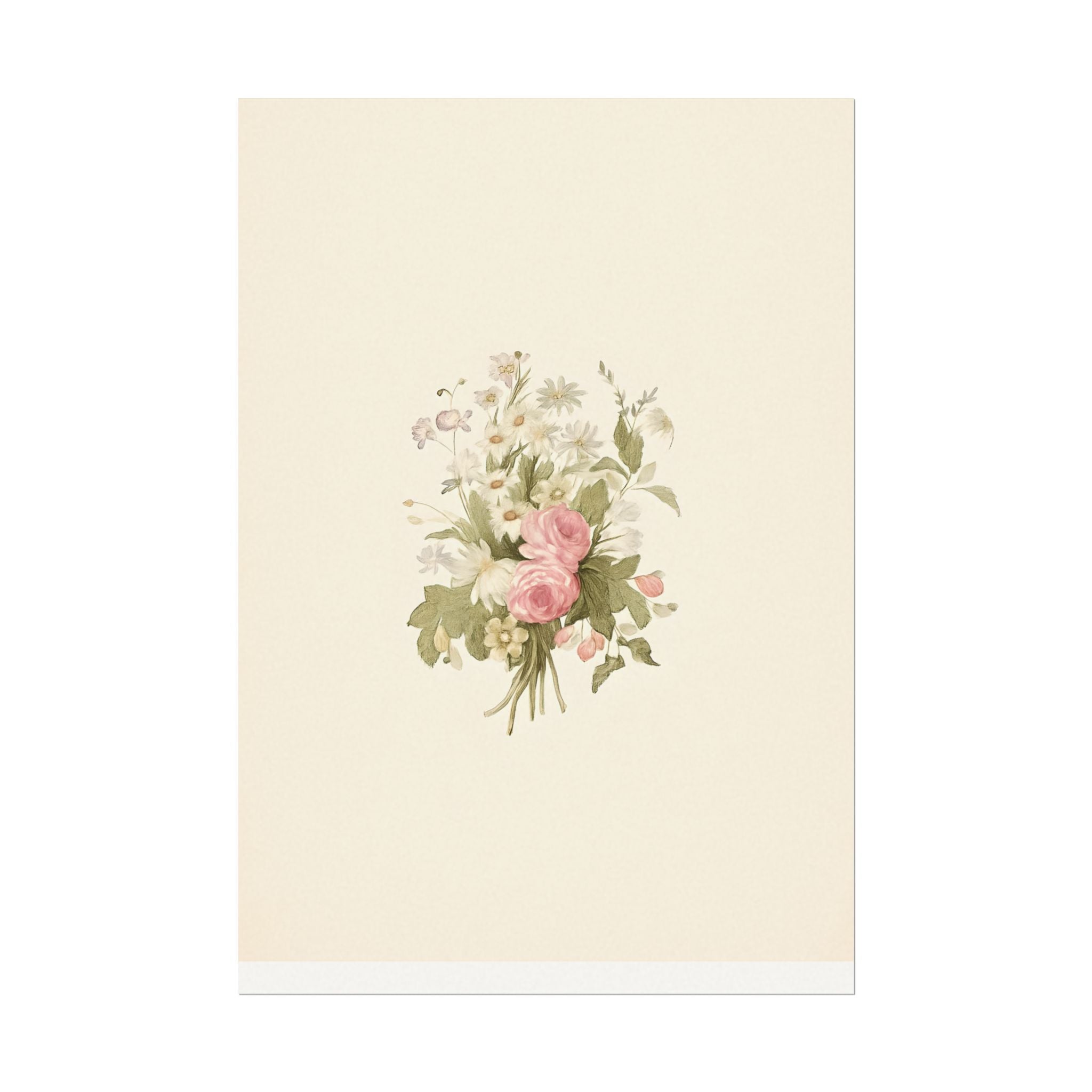 Vintage Roses Textured Watercolor Matte Poster