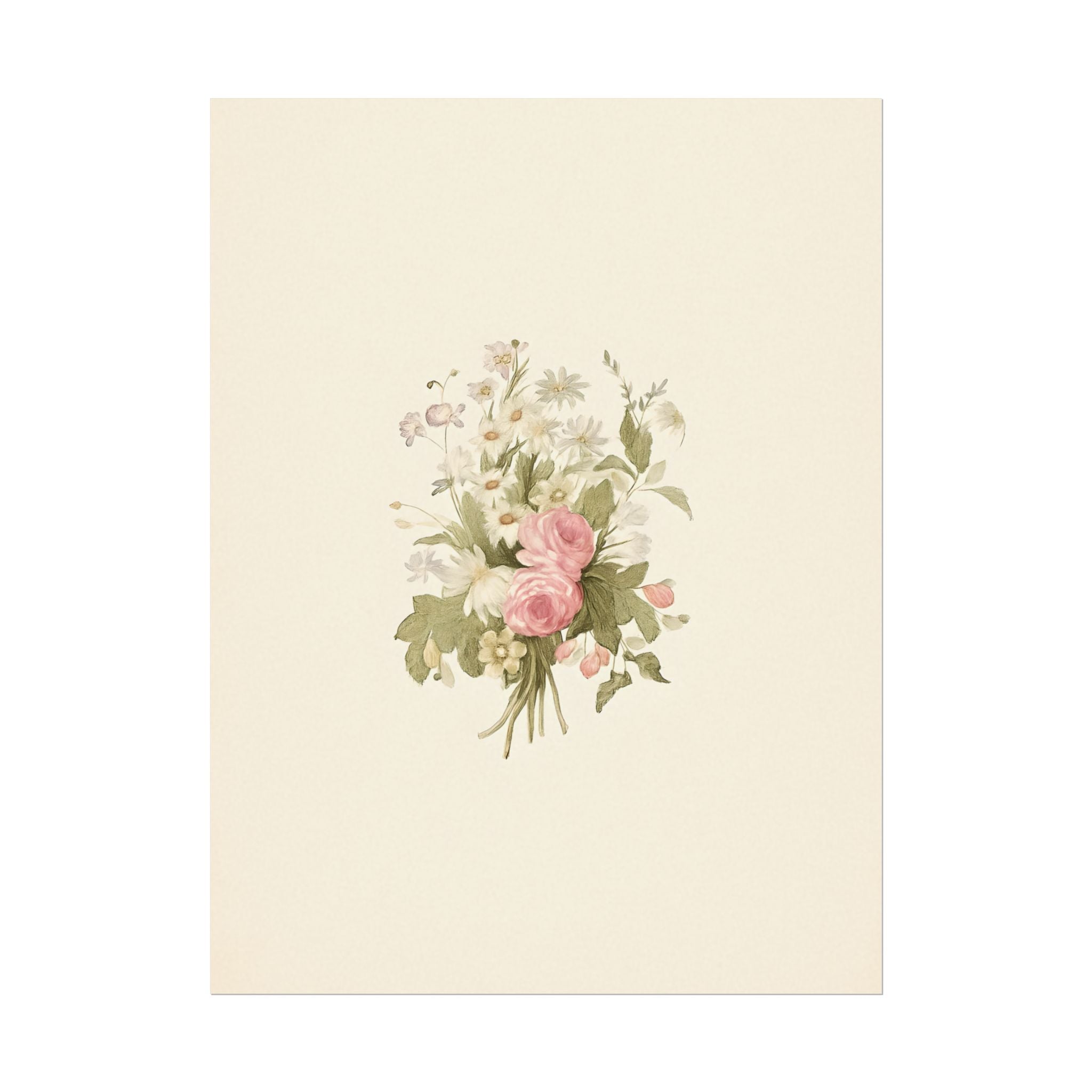 Vintage Roses Textured Watercolor Matte Poster