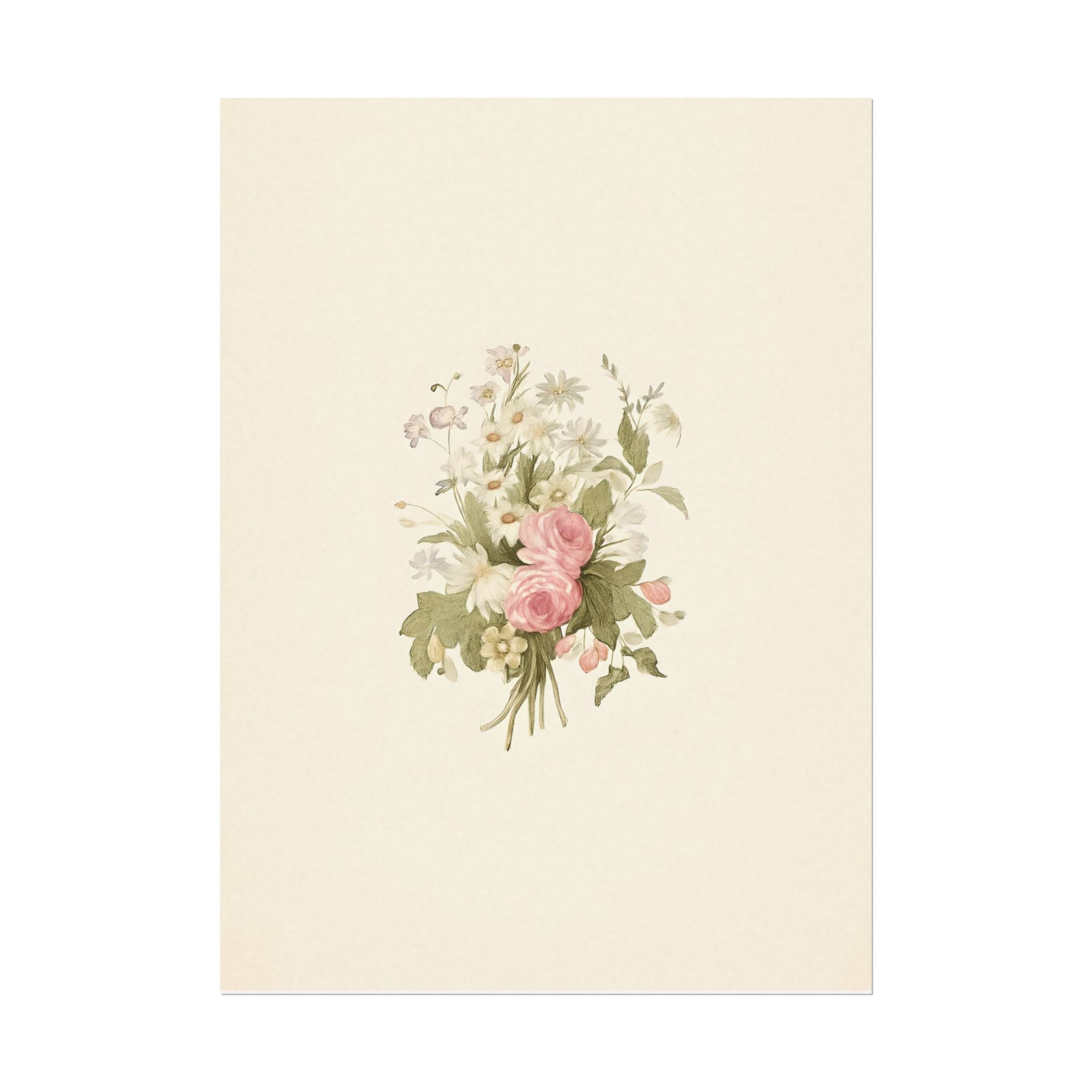 Vintage Roses Textured Watercolor Matte Poster