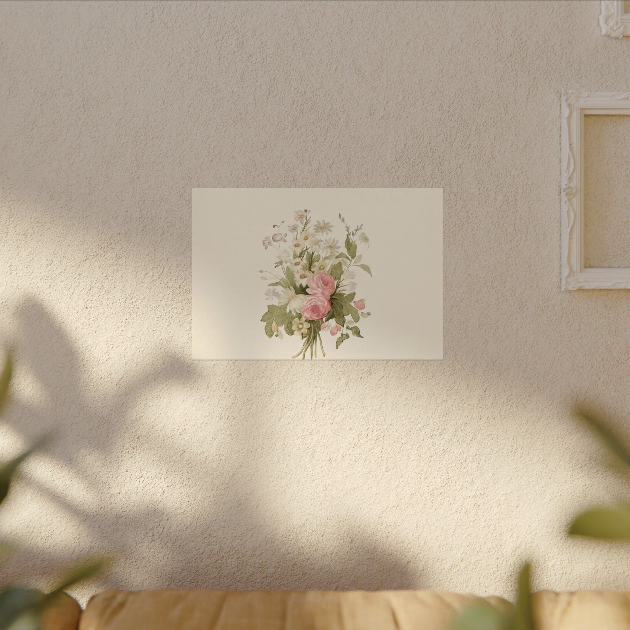 Vintage Roses Textured Watercolor Matte Poster