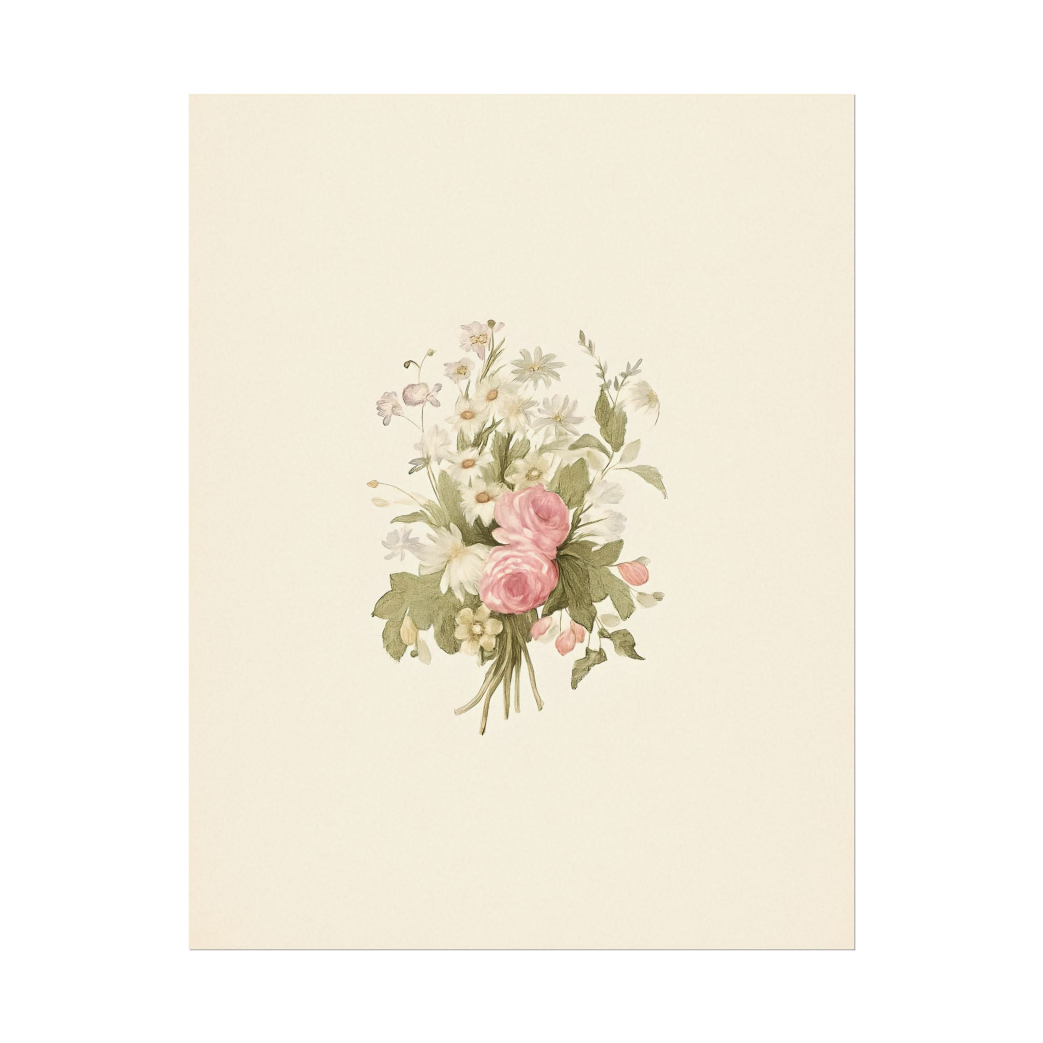 Vintage Roses Textured Watercolor Matte Poster