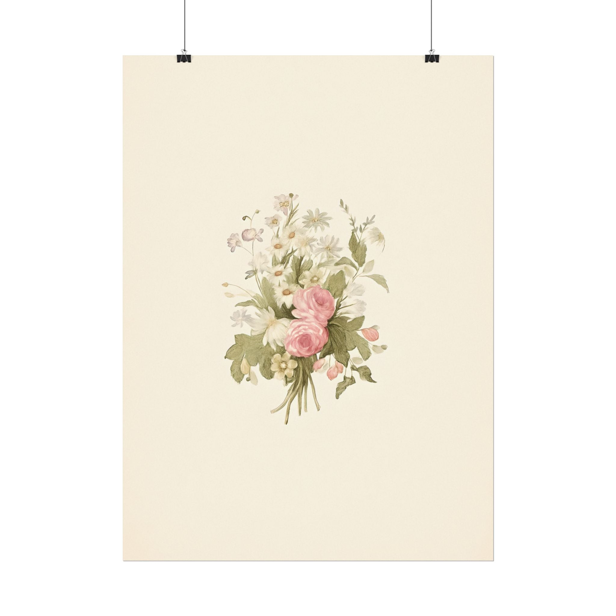 Vintage Roses Textured Watercolor Matte Poster