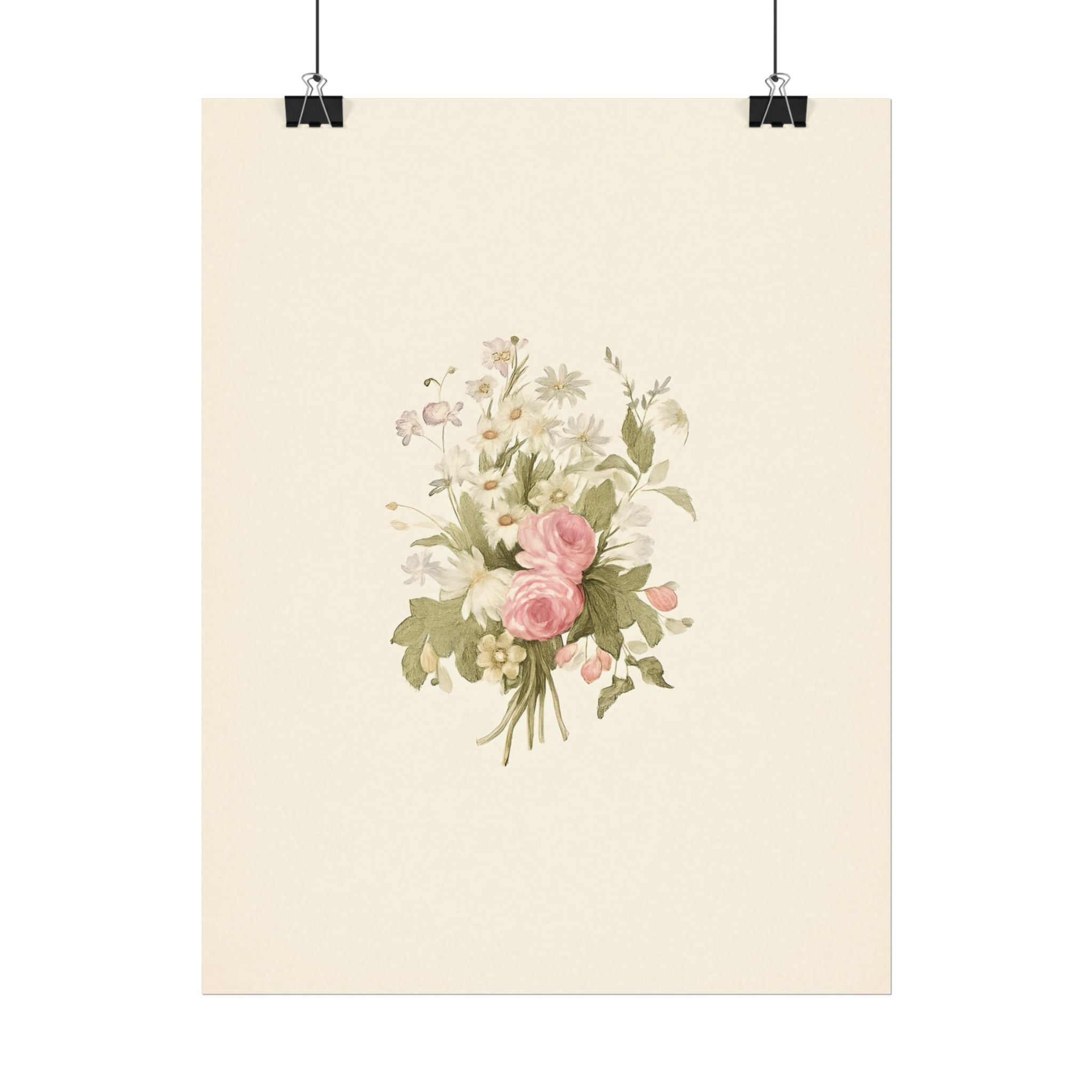 Vintage Roses Textured Watercolor Matte Poster