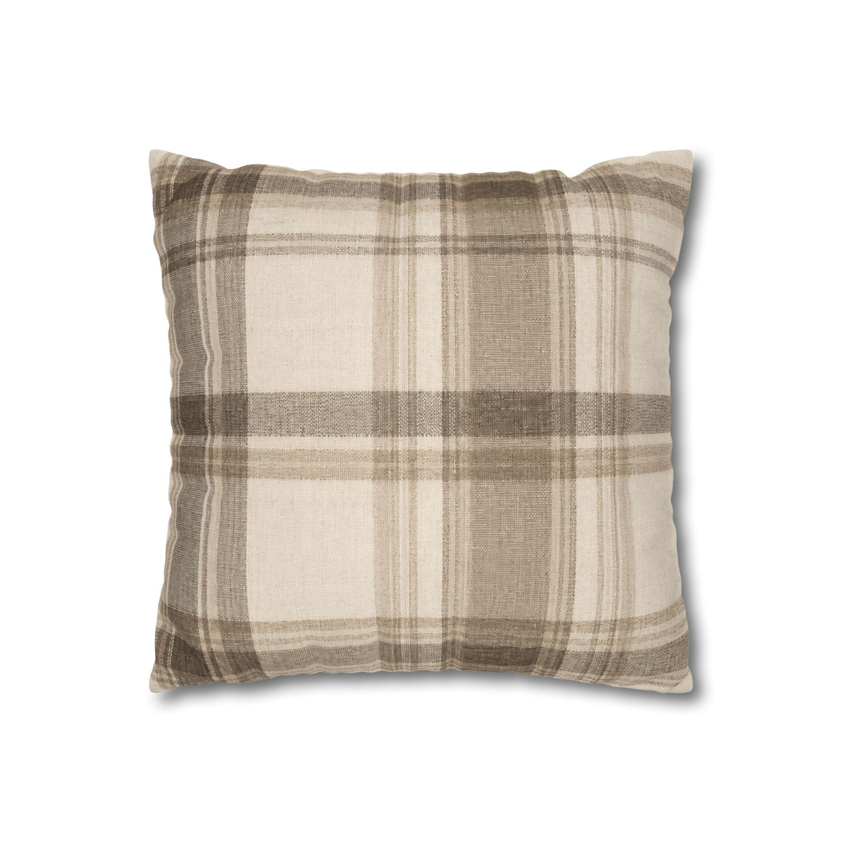 Neutral Plaid Cushion Cover Pillowcase | Square Pillowcase, Beige Brown Plaid