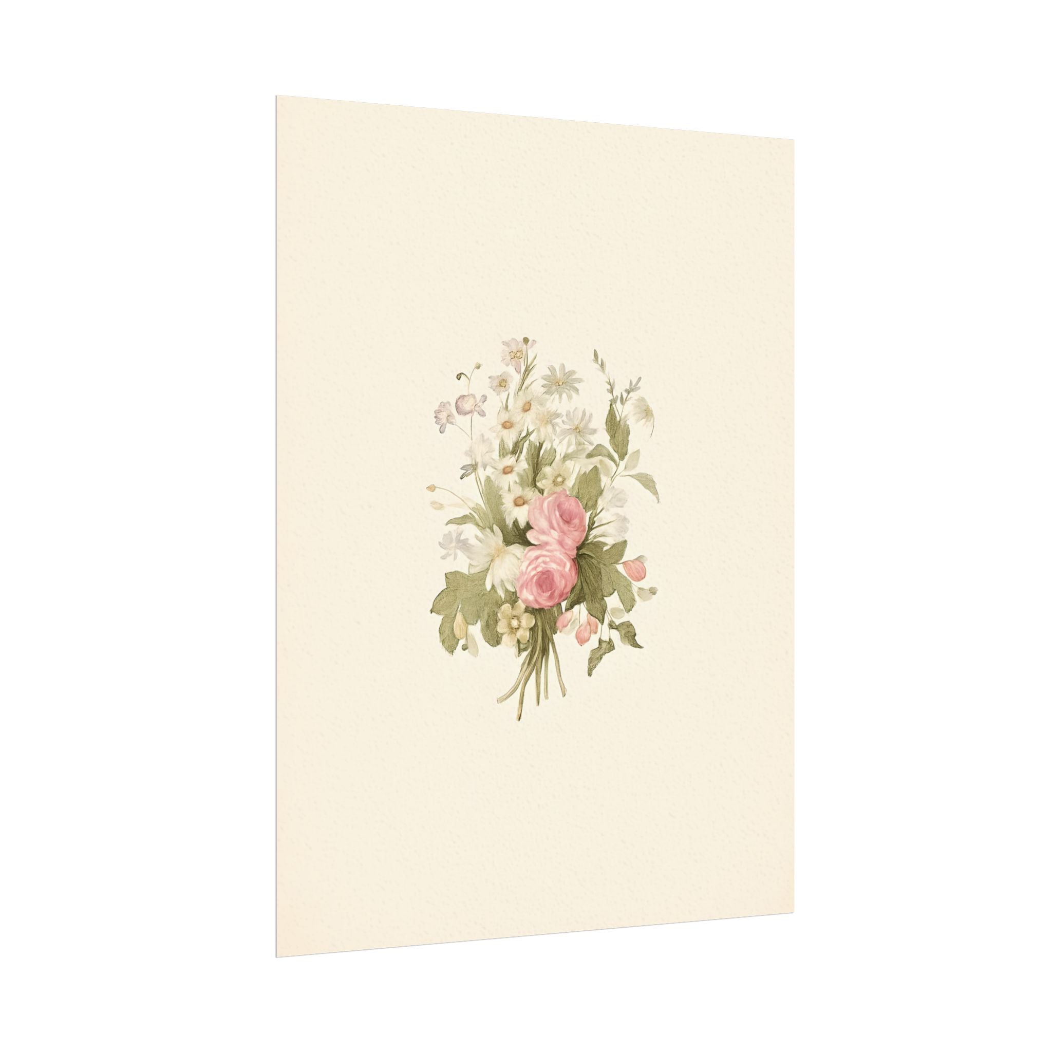 Vintage Roses Textured Watercolor Matte Poster