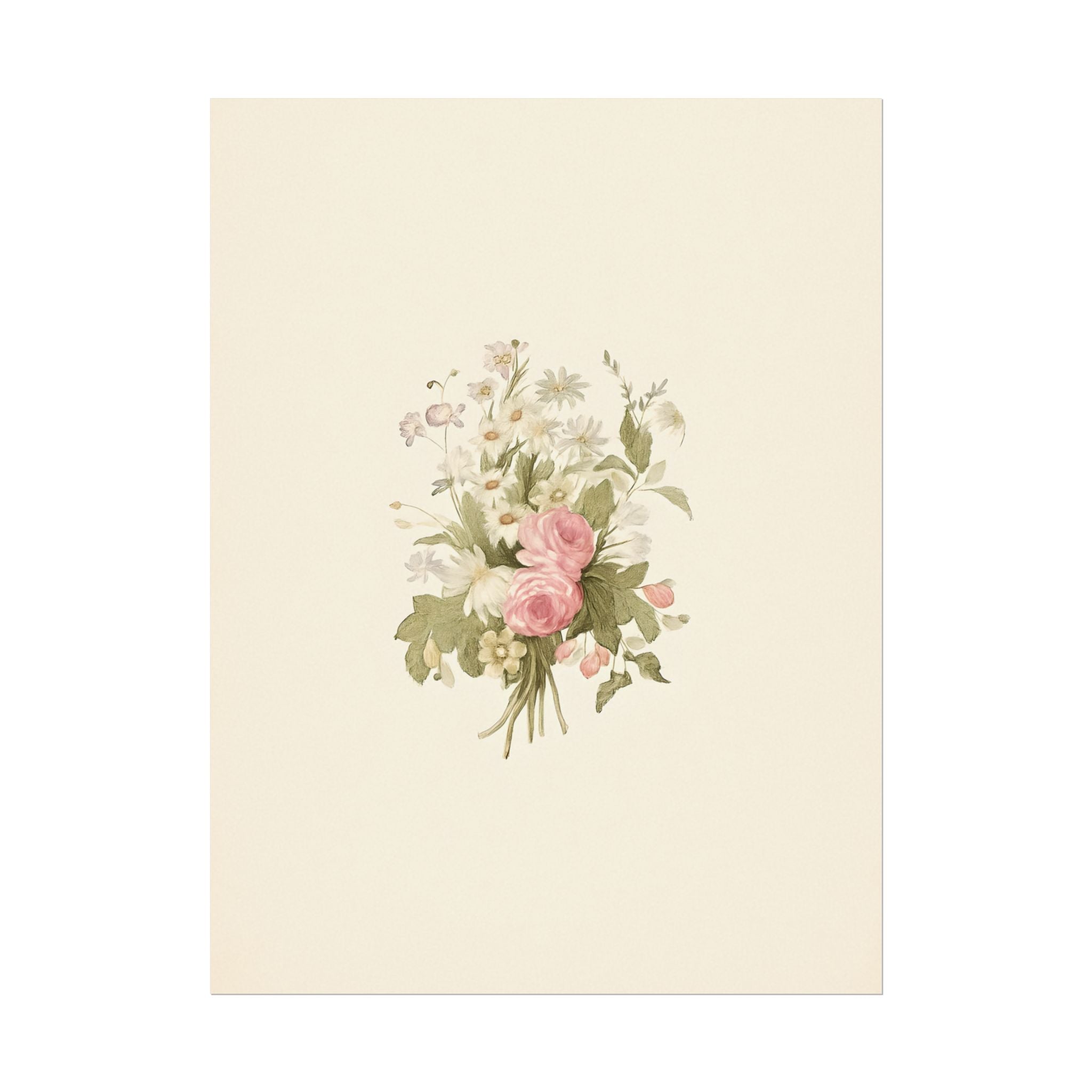 Vintage Roses Textured Watercolor Matte Poster