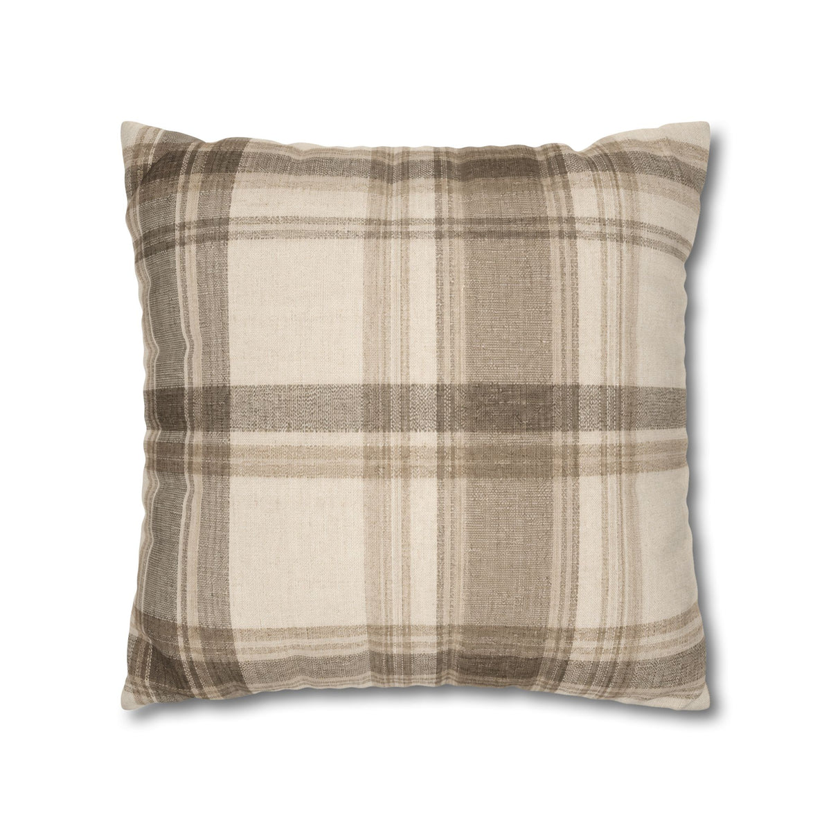 Neutral Plaid Cushion Cover Pillowcase | Square Pillowcase, Beige Brown Plaid