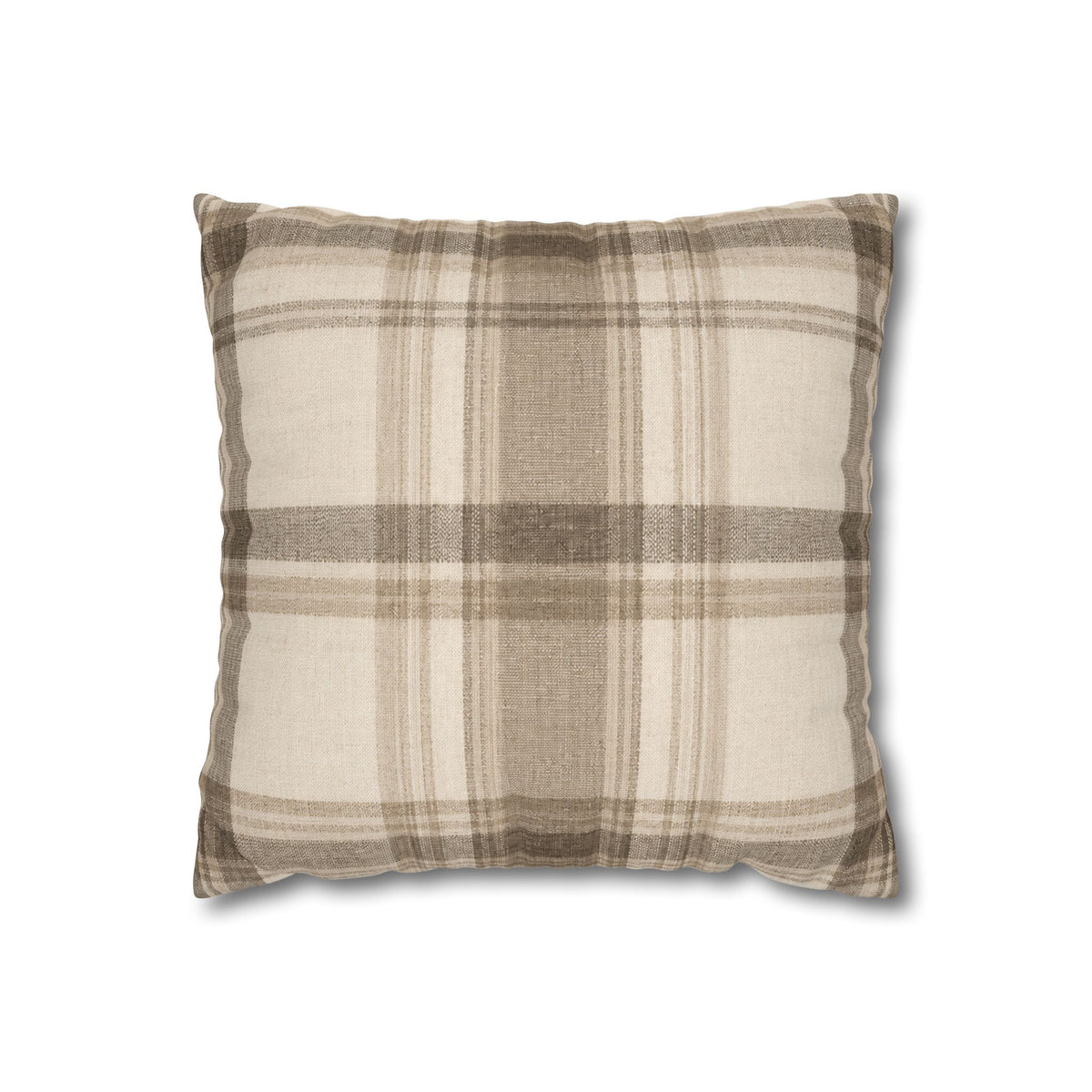 Neutral Plaid Cushion Cover Pillowcase | Square Pillowcase, Beige Brown Plaid