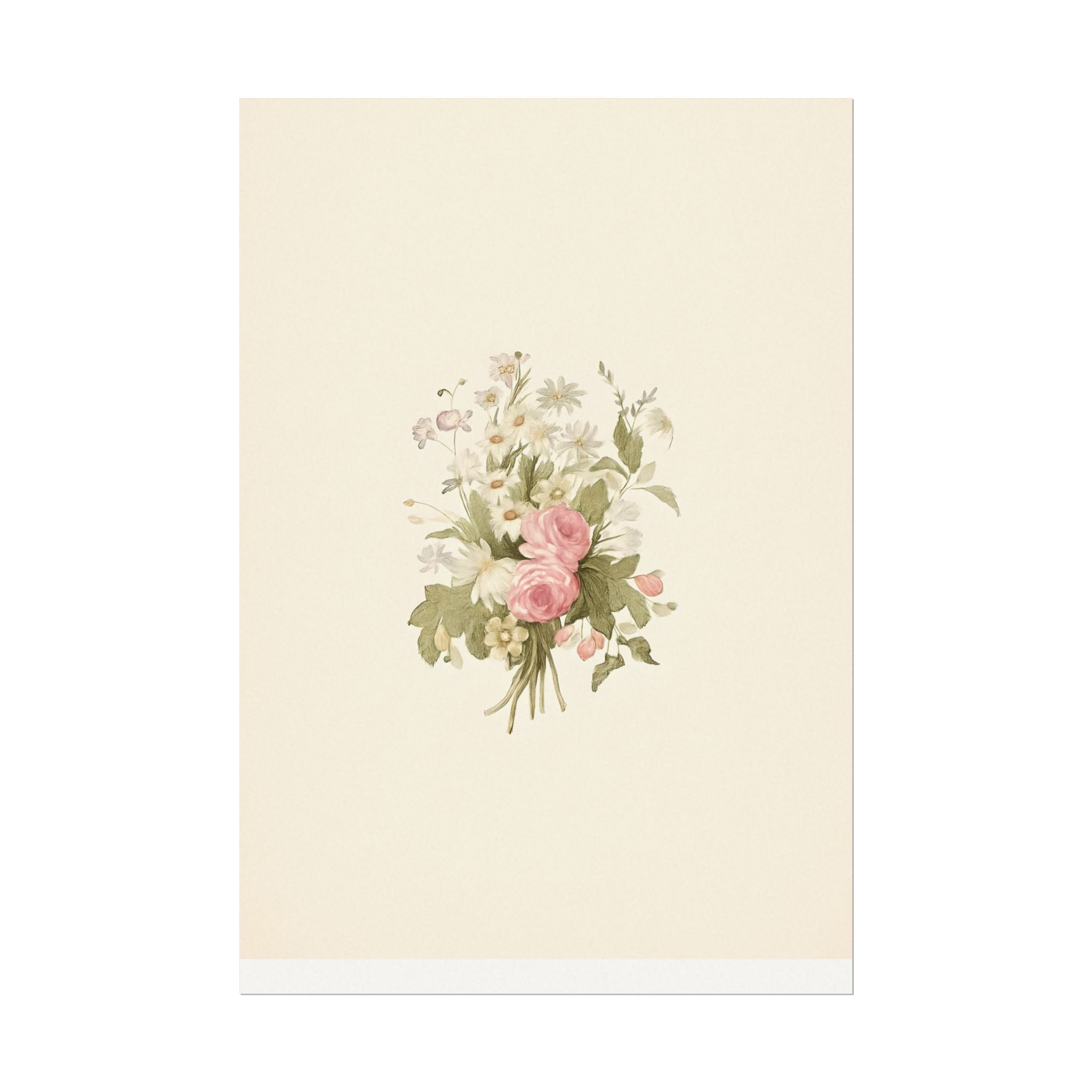 Vintage Roses Textured Watercolor Matte Poster
