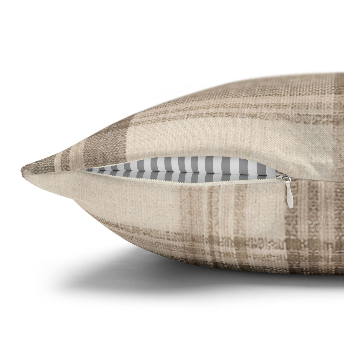 Neutral Plaid Cushion Cover Pillowcase | Square Pillowcase, Beige Brown Plaid