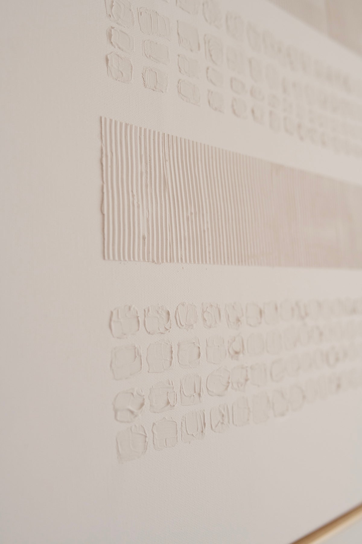 Cream Lines & Dots - 3D Minimalist Abstract Textured Artwork- Wabi Sabi Art