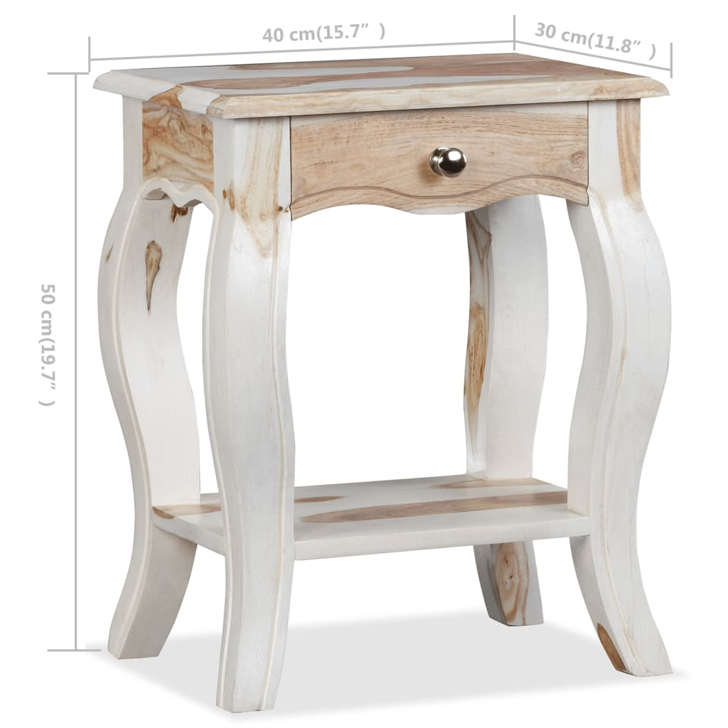 vidaXL Bedside Cabinet Solid Sheesham Wood 15.7"x11.8"x19.7"