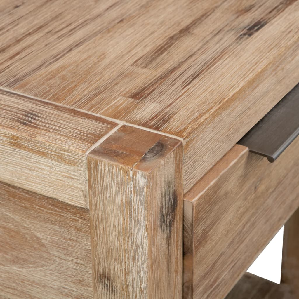 vidaXL Nightstand with Drawer 15.7"x11.8"x18.9" Solid Acacia Wood