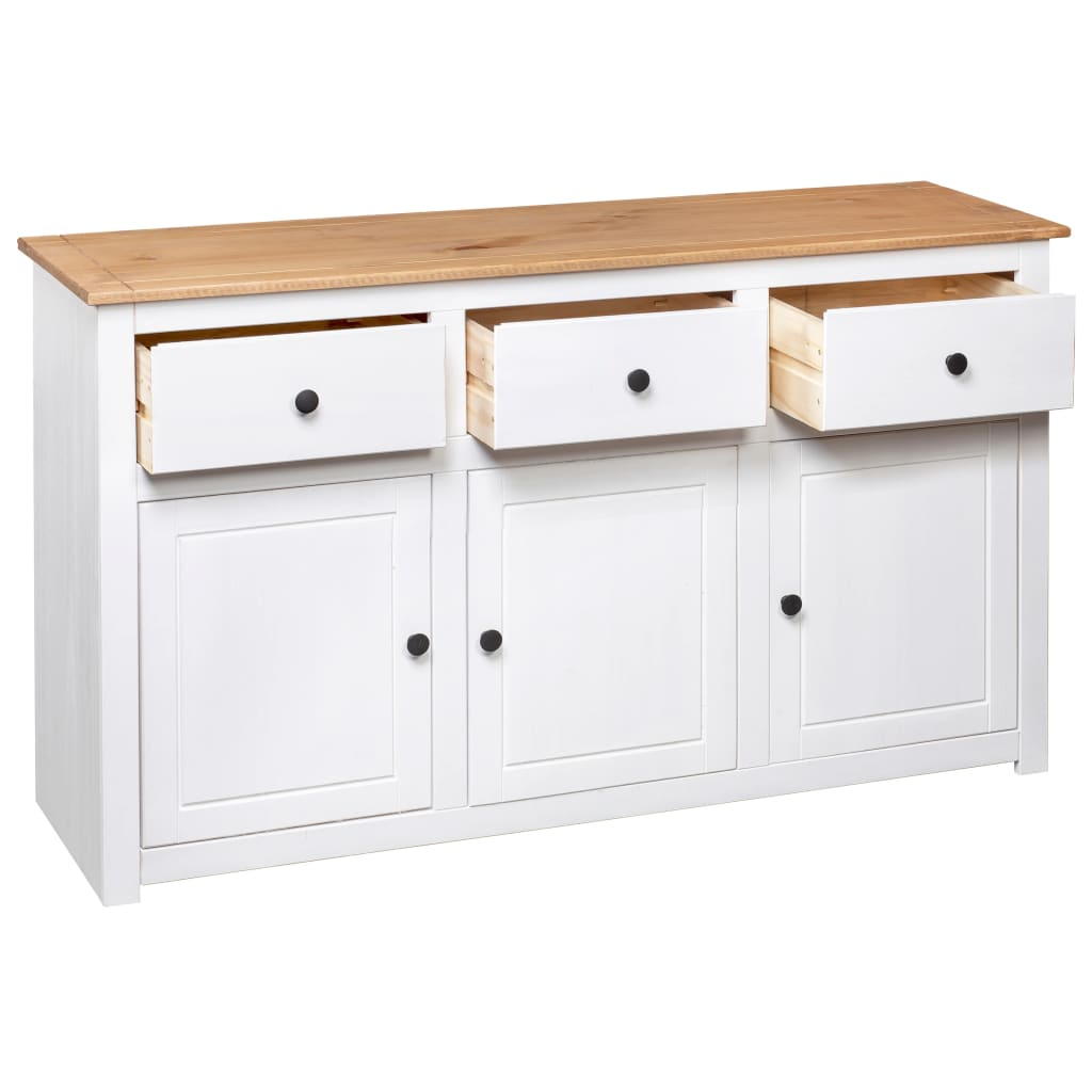 vidaXL Sideboard White 53.1"x15.7"x31.5" Solid Pinewood Panama Range