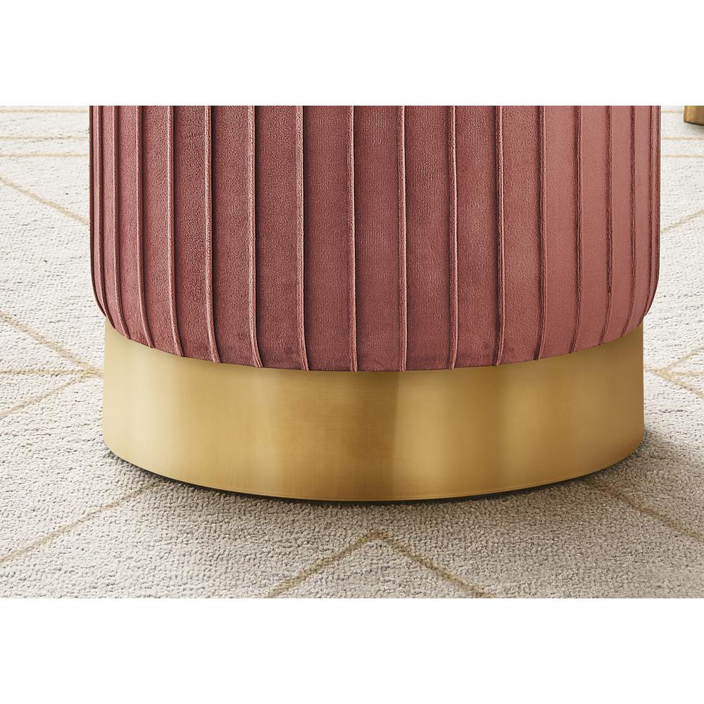 OTTOMAN - DARK PINK VELVET / GOLD METAL BASE"