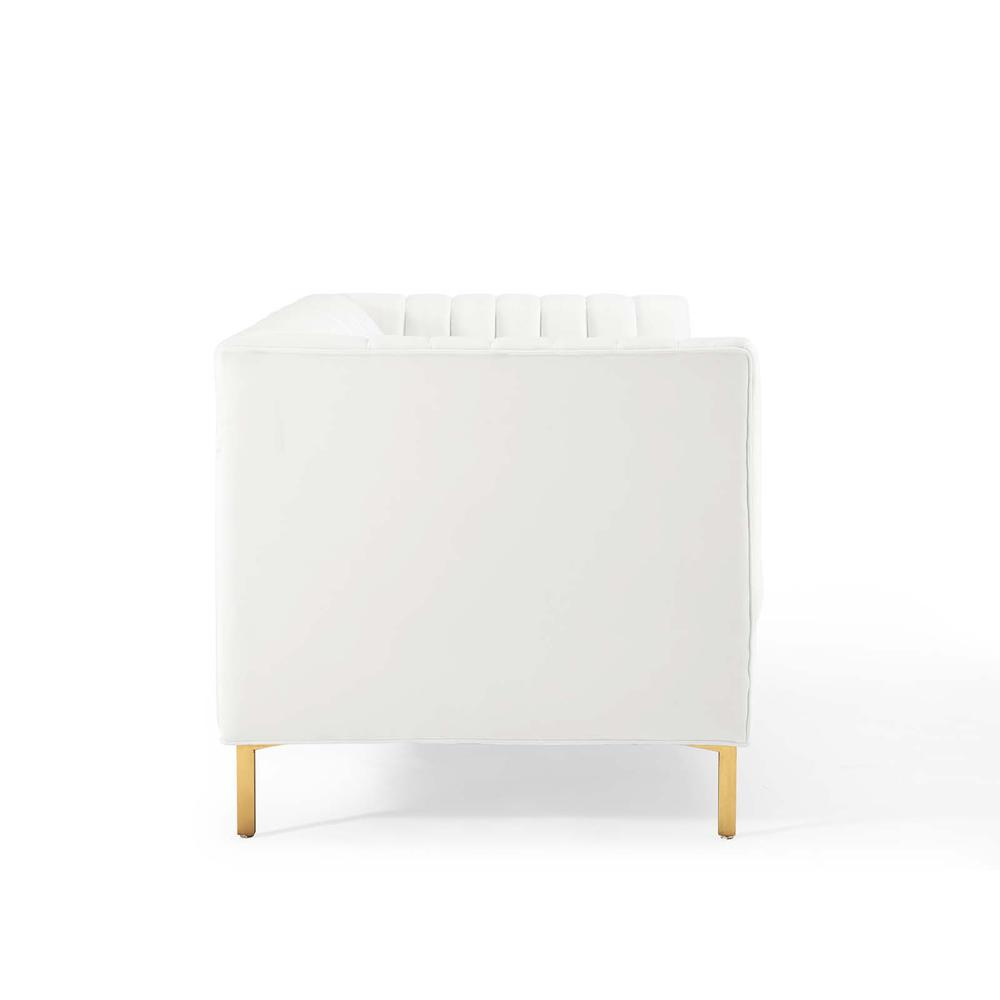 Shift Channel Tufted Performance Velvet Sofa - White EEI-4132-WHI