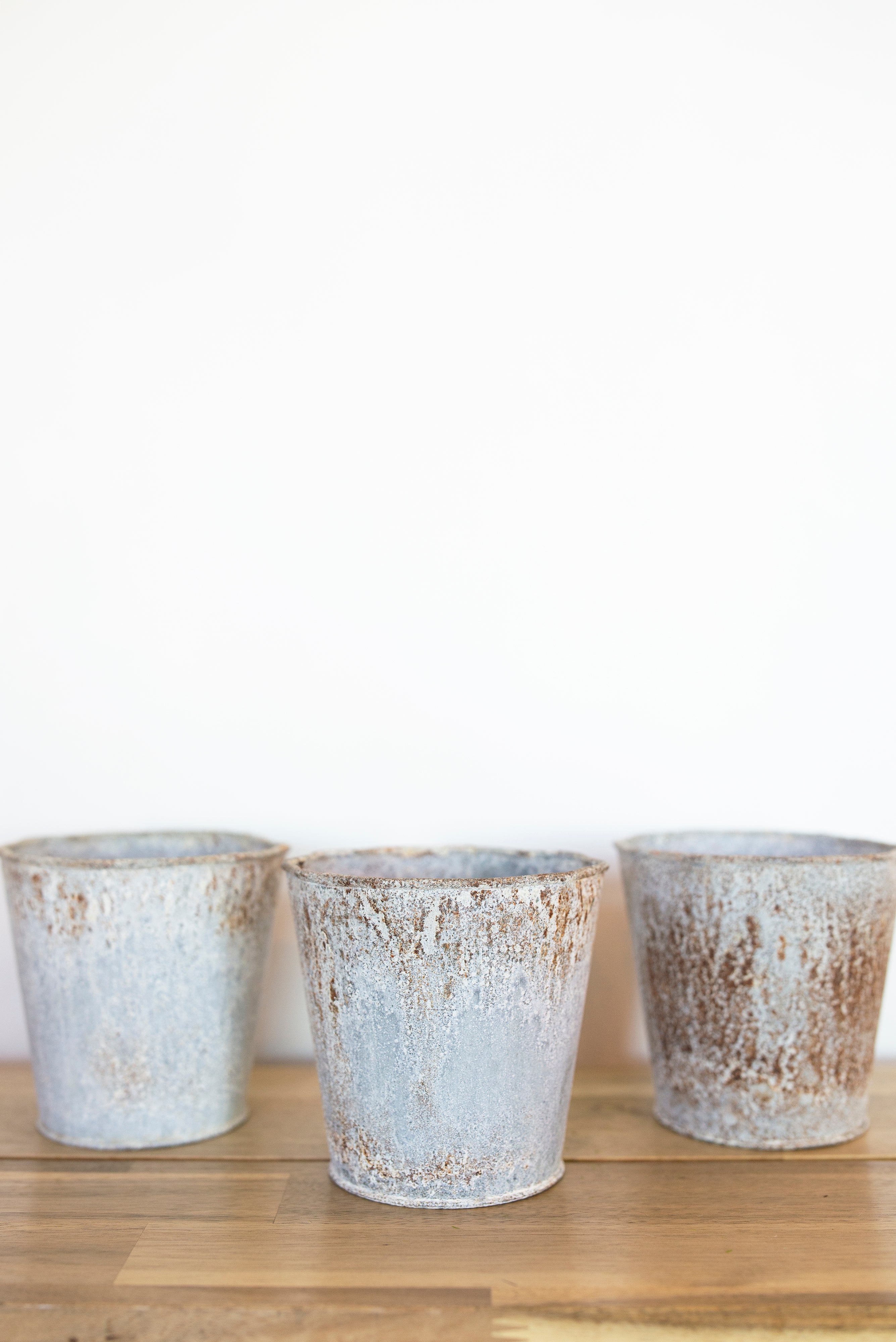Grey Metal Vase + Scalloped Base