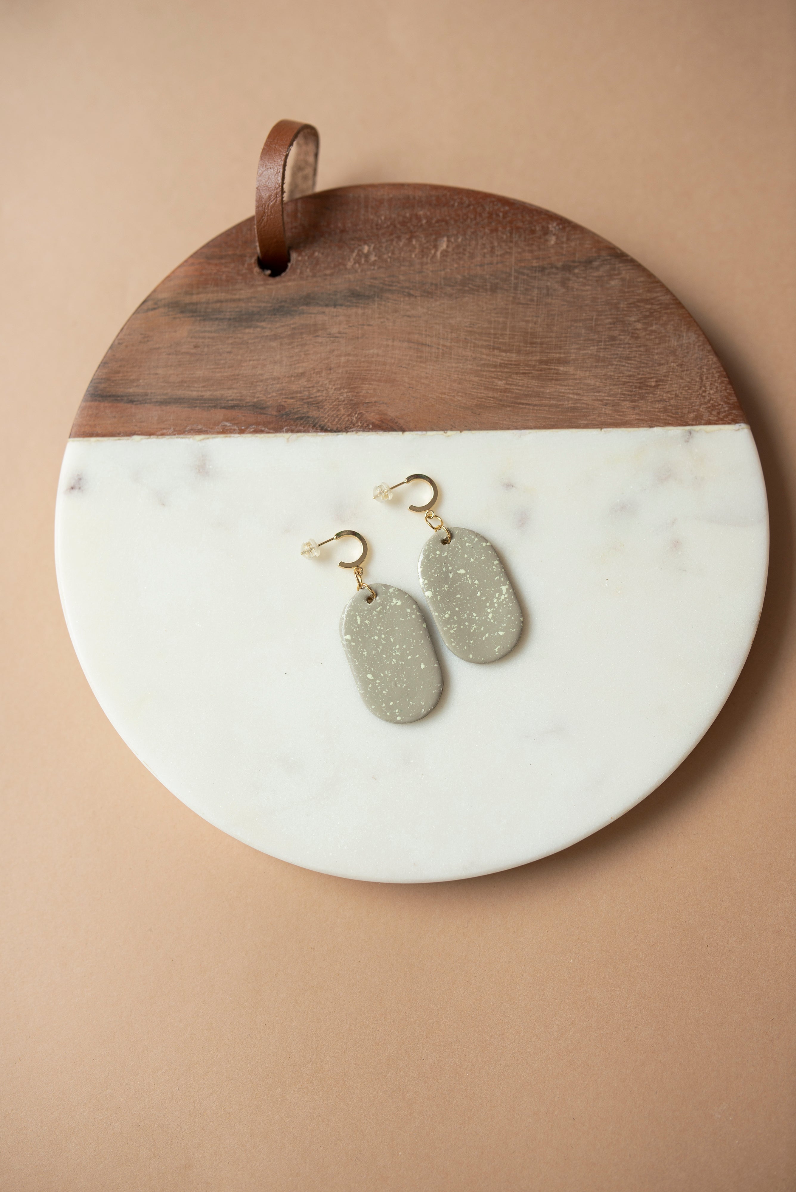 OLIVE SPECKLED CLAY EARRINGS