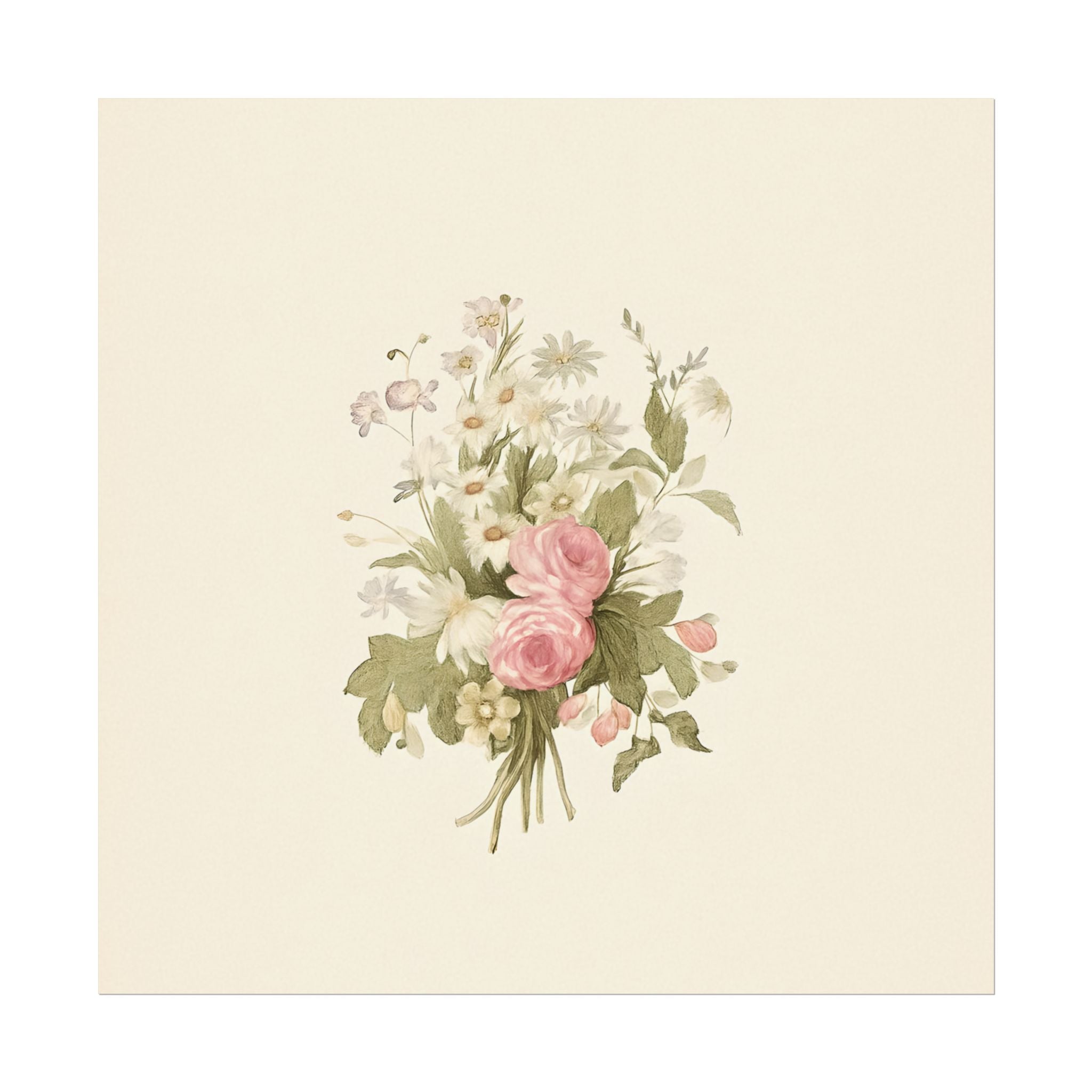 Vintage Roses Textured Watercolor Matte Poster