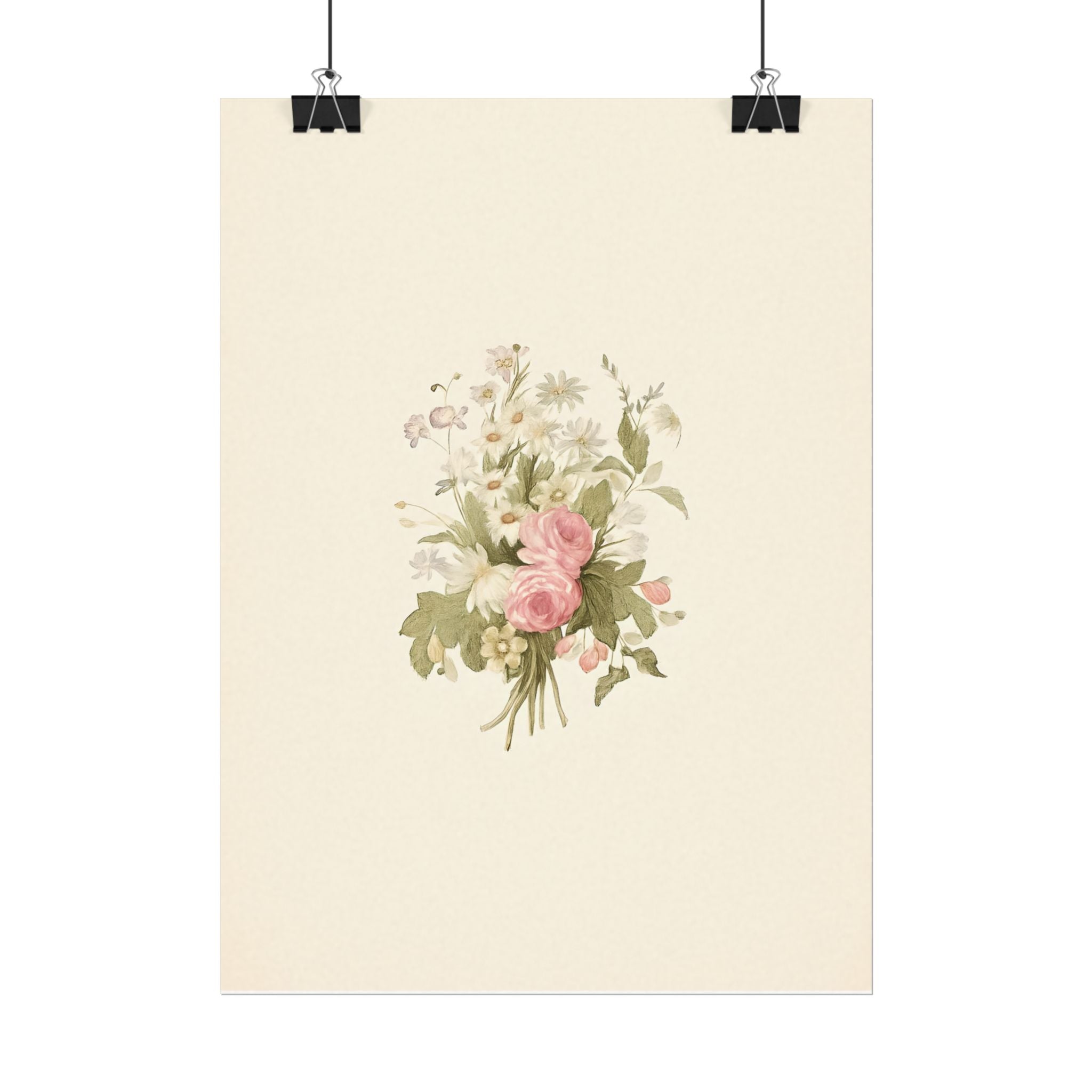 Vintage Roses Textured Watercolor Matte Poster