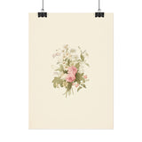 Vintage Roses Textured Watercolor Matte Poster