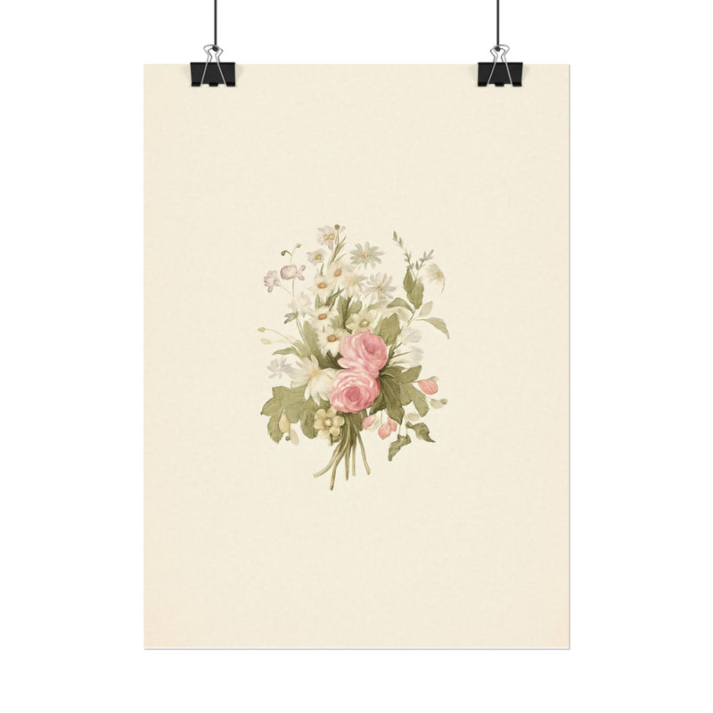 Vintage Roses Textured Watercolor Matte Poster