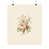 Vintage Roses Textured Watercolor Matte Poster