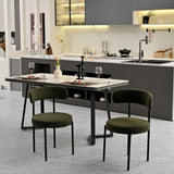 Set of 2 Mid-Century Modern Bouclé Dining Chairs – Textured Neutral Upholstery | Blush Lane Home-2