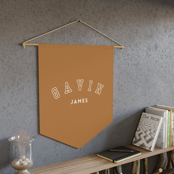 Custom Baby Pennant Banner in Brown/Cream | Custom Name Nursery Pennant Banner