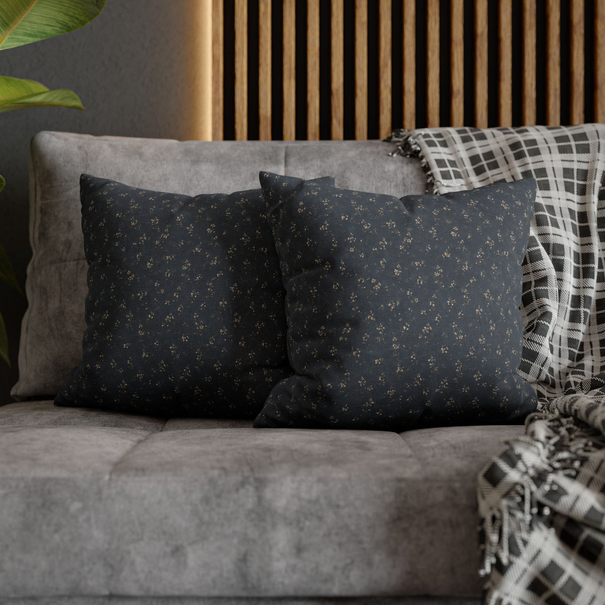 Moody Blue Floral Pillowcase | Navy Blue Square Pillowcase