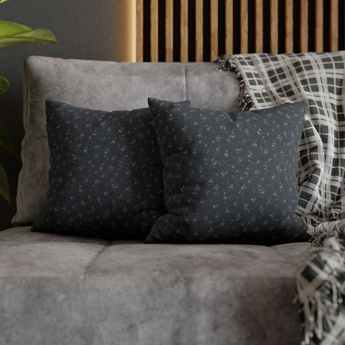 Moody Blue Floral Pillowcase | Navy Blue Square Pillowcase