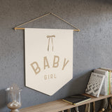 Custom Baby Girl Pennant Banner Baby Girl Tan Font/Light Peach | Custom Name Nursery Pennant Banner