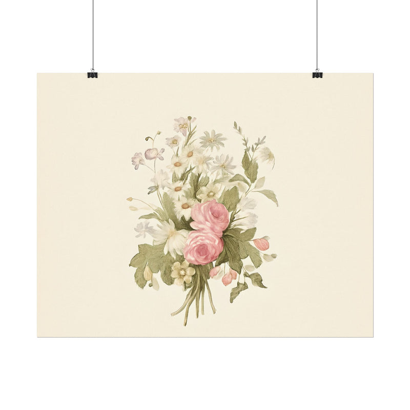 Vintage Roses Textured Watercolor Matte Poster