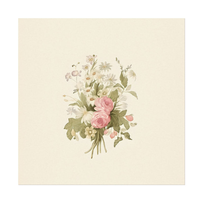 Vintage Roses Textured Watercolor Matte Poster