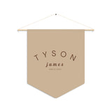 Custom Baby Pennant Banner in Tan/Brown | Custom Name Nursery Pennant Banner