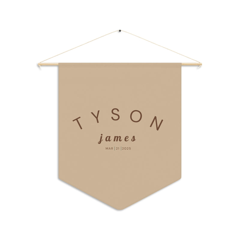 Custom Baby Pennant Banner in Tan/Brown | Custom Name Nursery Pennant Banner