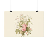 Vintage Roses Textured Watercolor Matte Poster