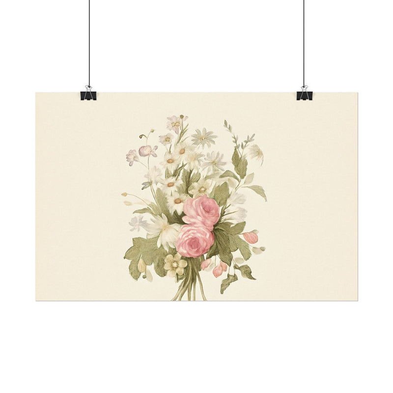 Vintage Roses Textured Watercolor Matte Poster